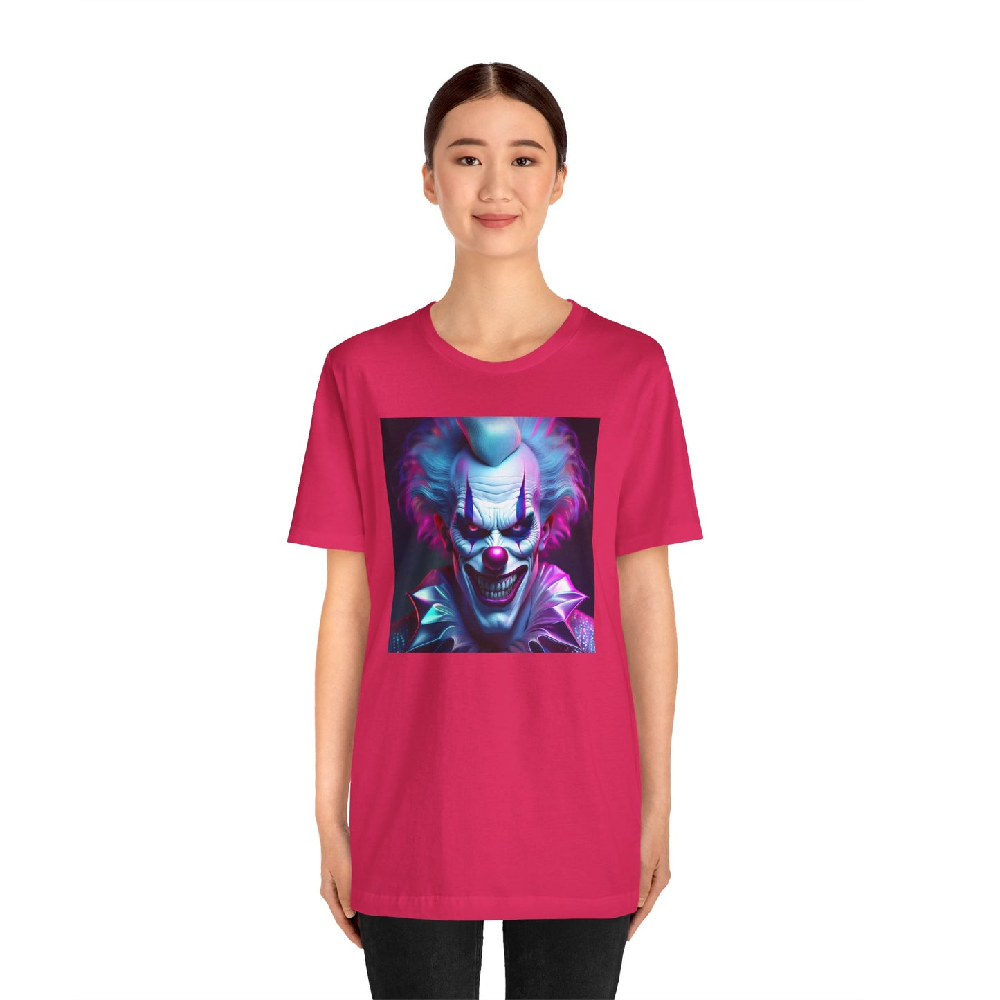 Scary Clown Halloween Shirt – Creepy Evil Clown Face Graphic Tee for Horror Fans. Unisex Jersey Short Sleeve Tee