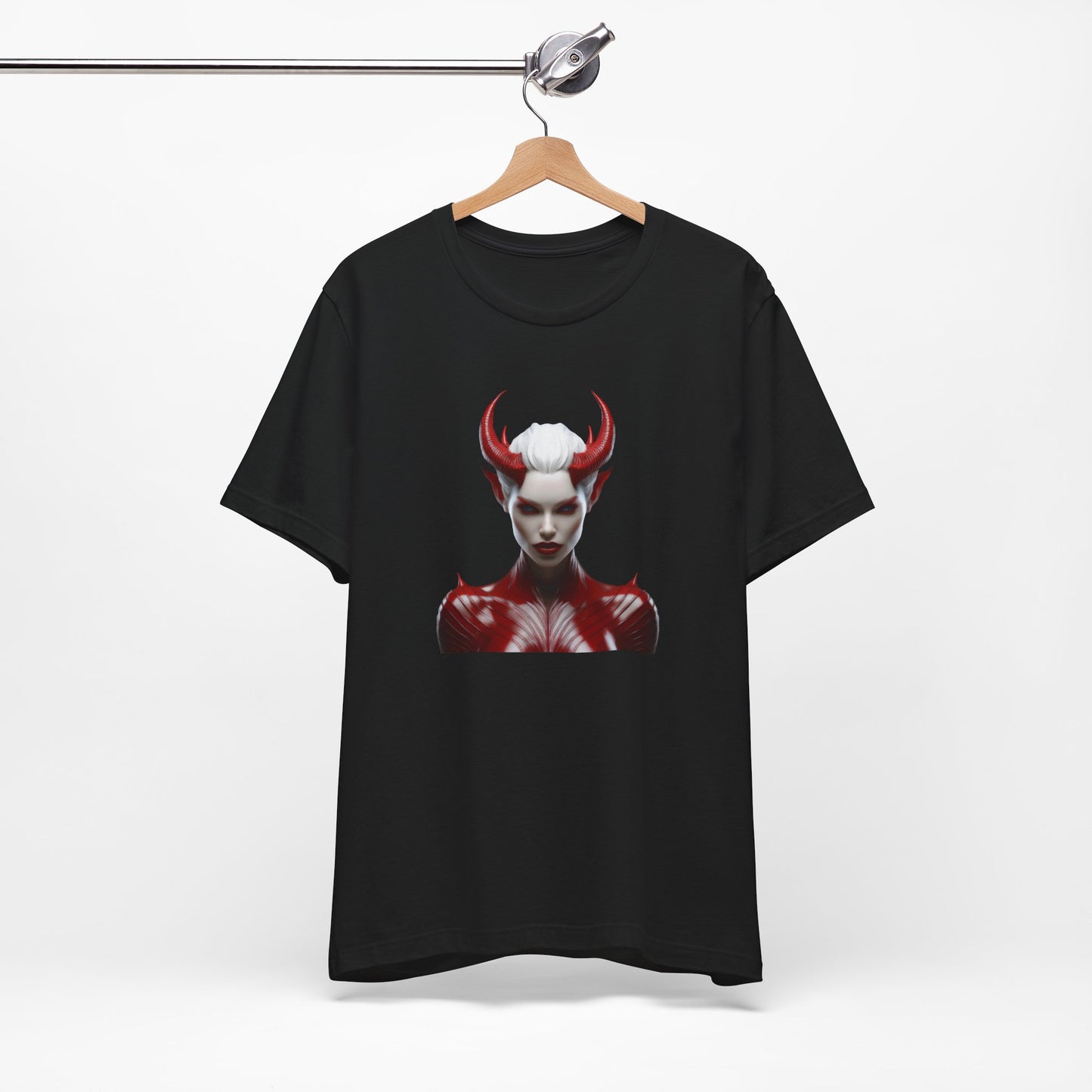 Fierce Devil Woman Halloween Shirt – Seductive Demon Graphic Tee for Bold Halloween Style