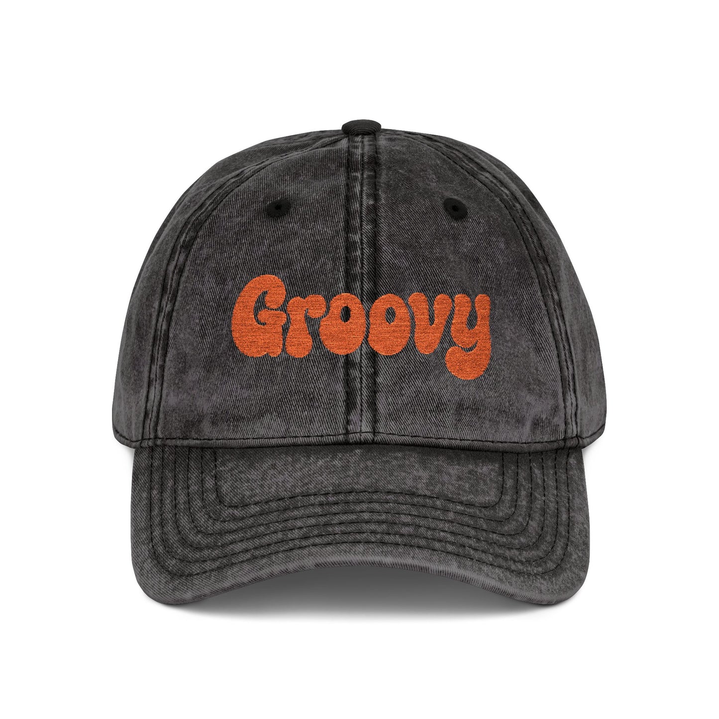 Groovy Vintage Hat – Retro Embroidered Hat with 70s Style Font for Funky Vibes, Chill Days, and Vintage Cool