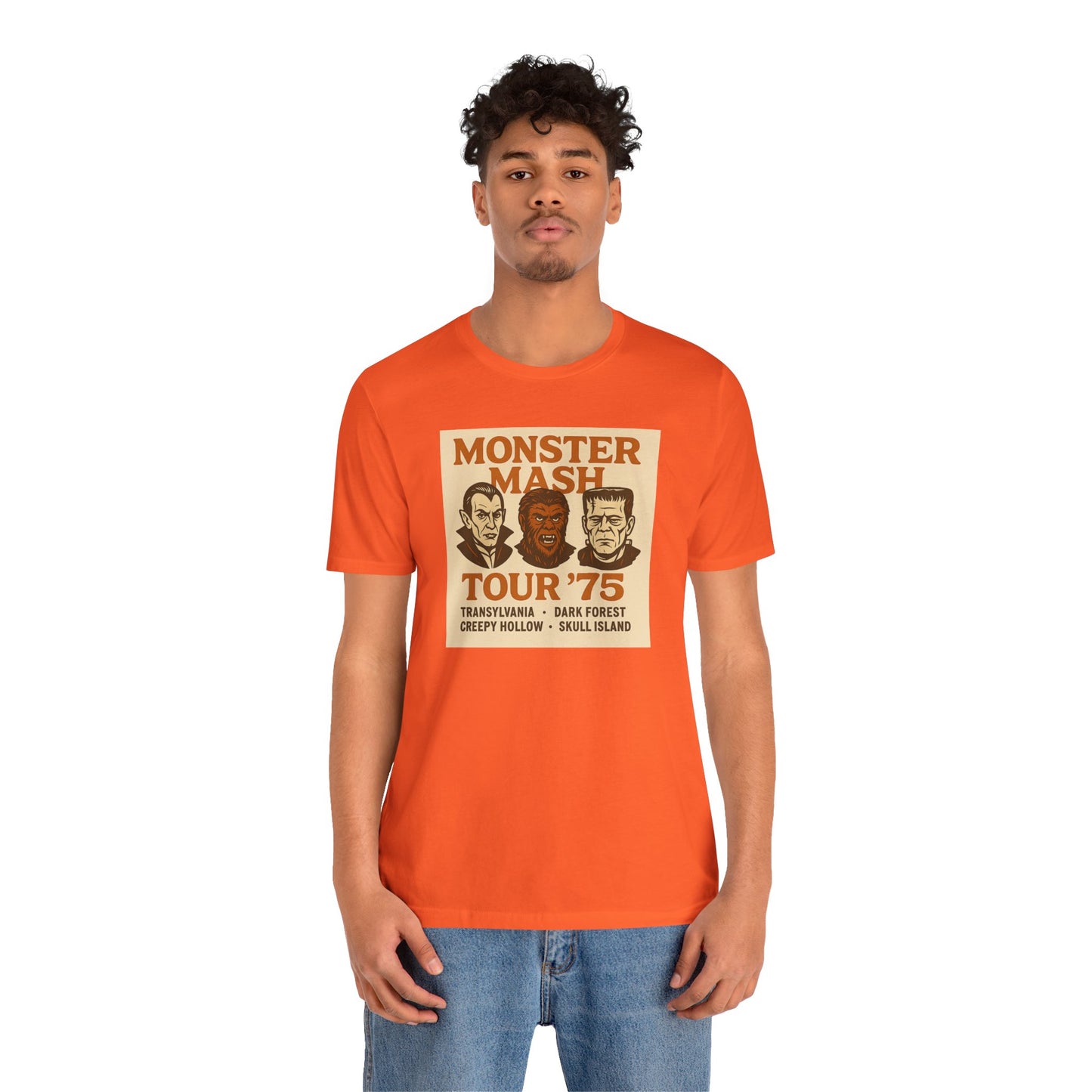 Monster Mash Tour '75 Halloween Shirt – Vintage Horror Band Tee Featuring Dracula, Wolfman, Frankenstein