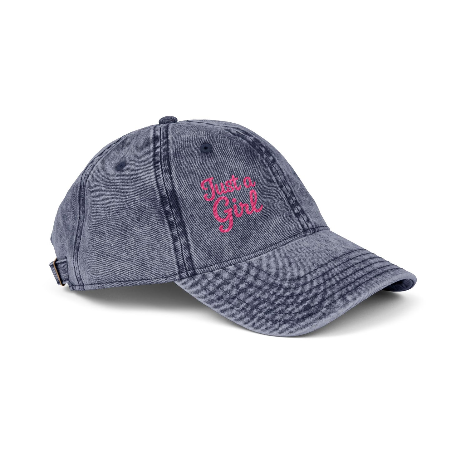 Just a Girl Vintage Hat – Minimalist Script Hat with Bold Feminine Energy and Classic Style