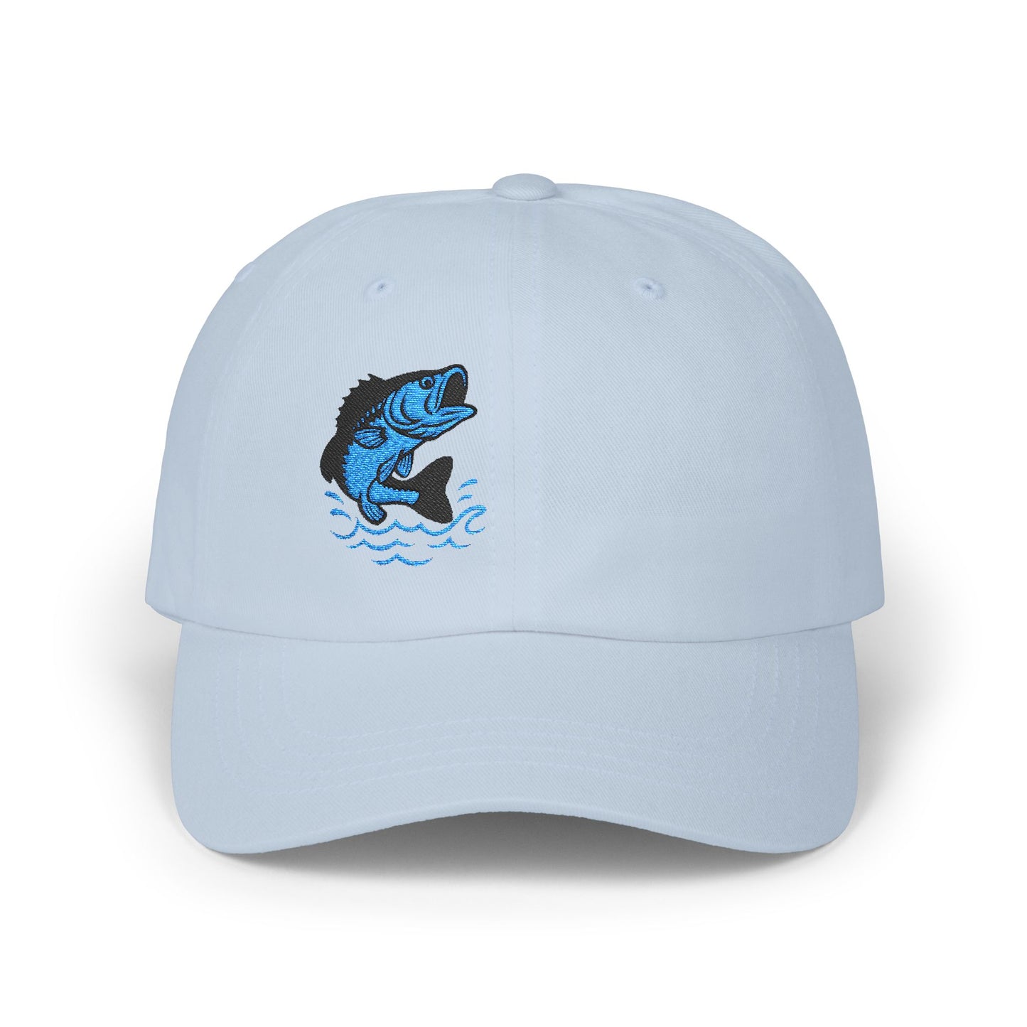 Jumping Fish Classic Dad Hat – Embroidered Blue Fishing Hat for Anglers, Lake Days, and Outdoor Style