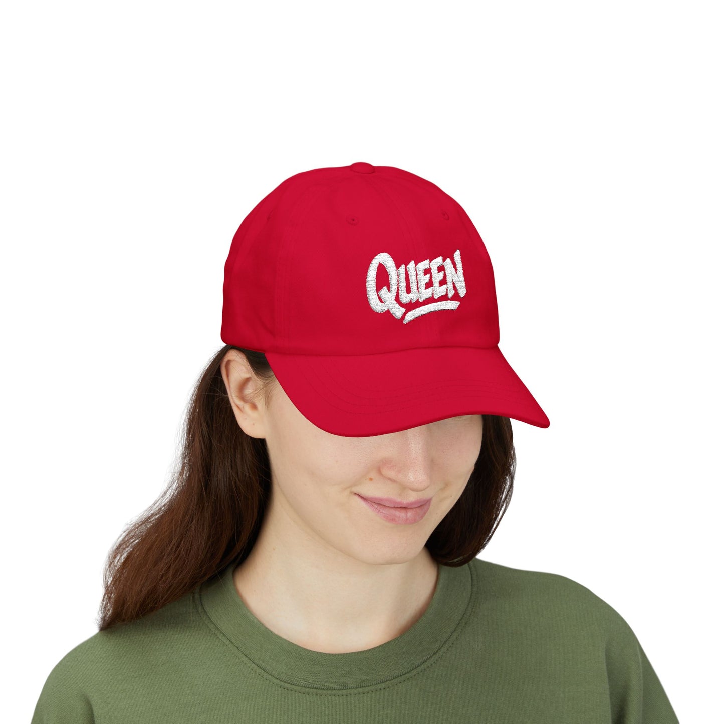 Queen Embroidered Classic Dad Hat – Bold Crown-Inspired Design for Queens Who Rule, Empowerment Style for Everyday Royalty. White Letters