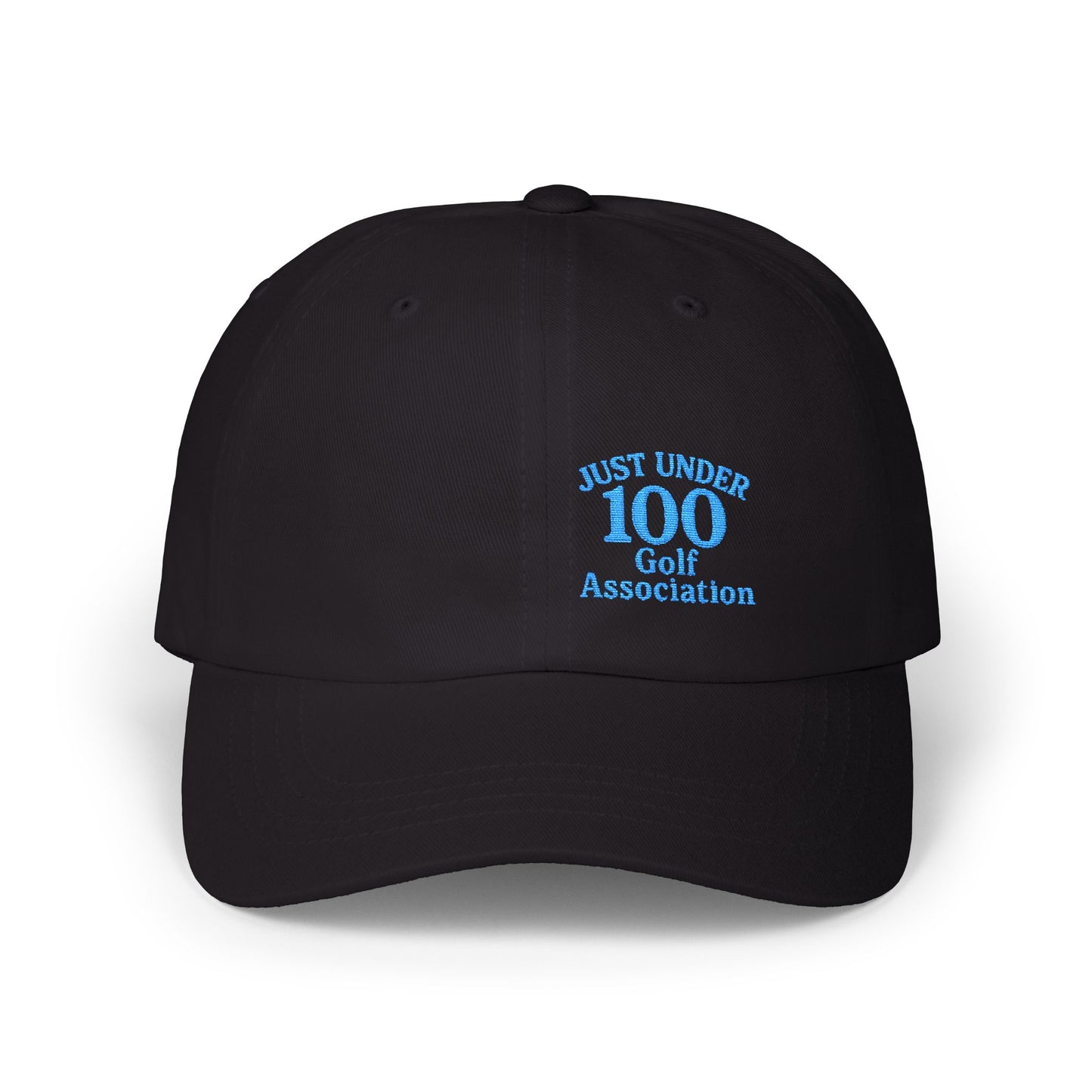 Just Under 100 Golf Classic Dad Hat – Embroidered Funny Golf Hat for Weekend Golfers and Casual Fairway Vibes. Blue Letters
