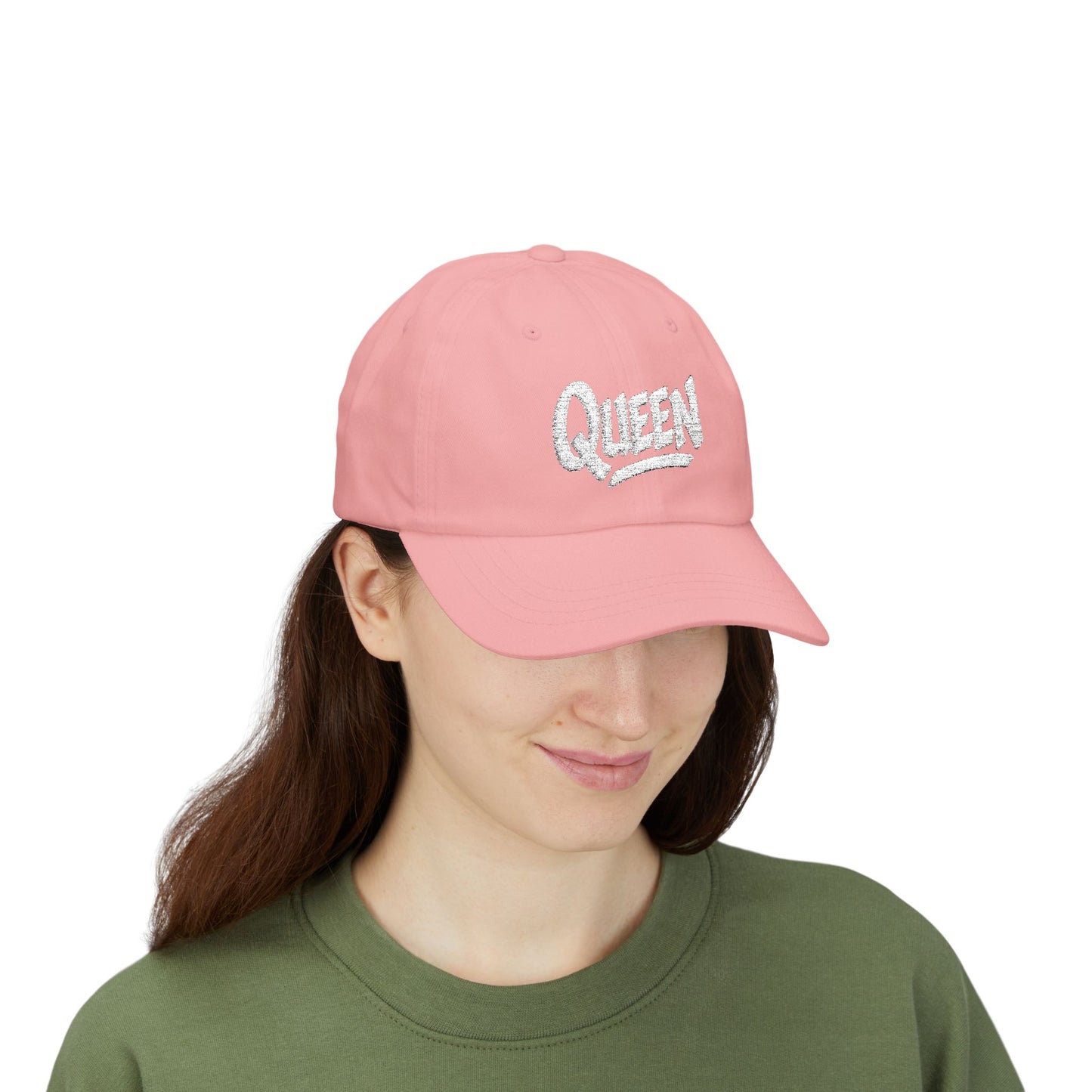 Queen Embroidered Classic Dad Hat – Bold Crown-Inspired Design for Queens Who Rule, Empowerment Style for Everyday Royalty. White Letters