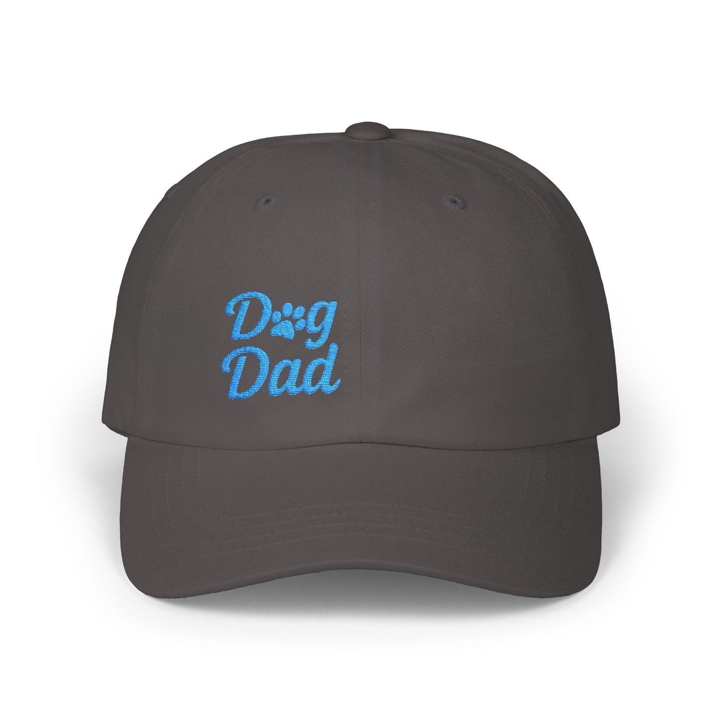 Dog Dad Classic Dad Hat – Embroidered Minimalist Dog Face Hat for Proud Pet Dads and Canine Companions. Blue Letters