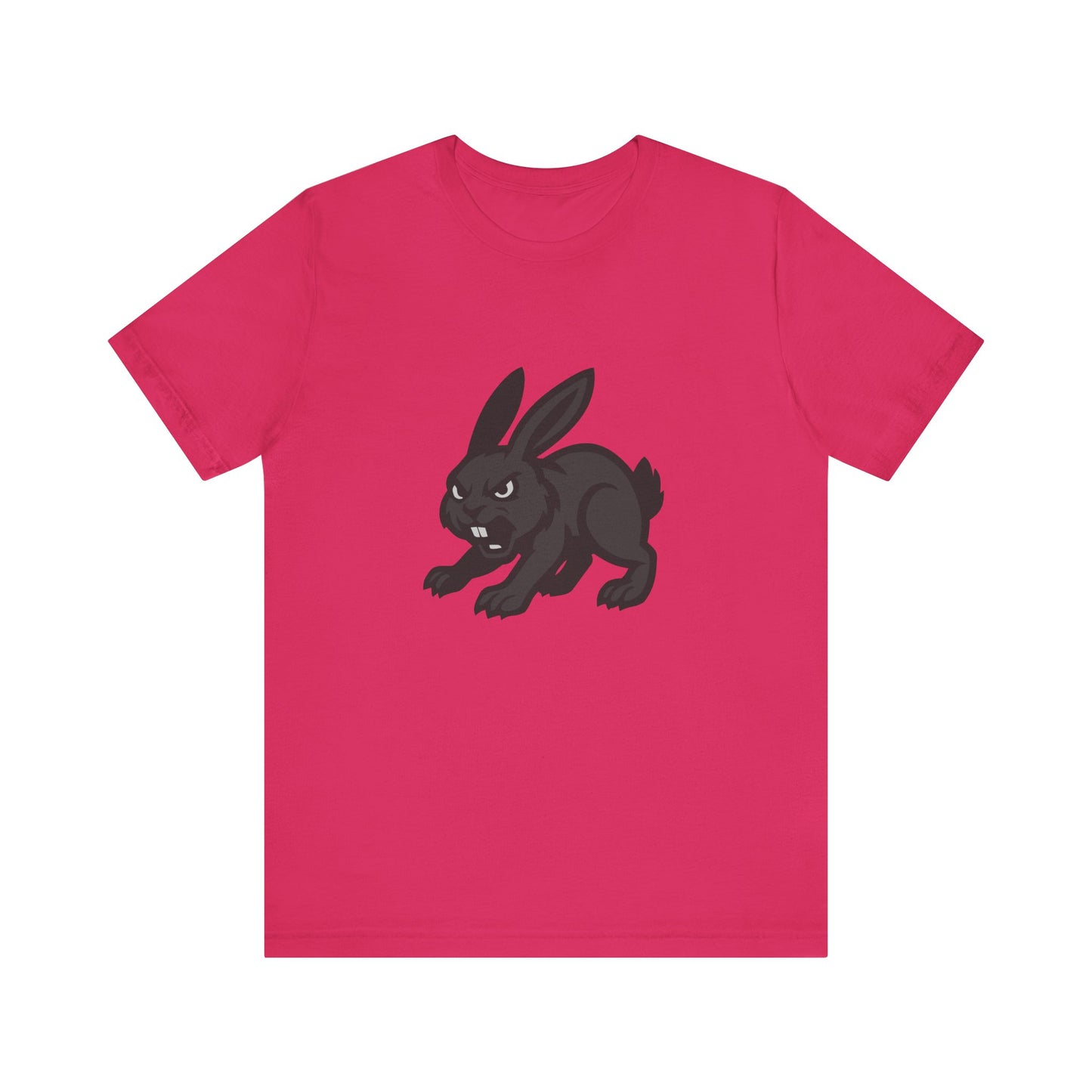 Angry Bunny Graphic T-Shirt – Fierce Black Rabbit Dark Theme Design on Dark Tee for Streetwear, Gym Style, or Bold Animal Aesthetic. Unisex Jersey Short Sleeve Tee