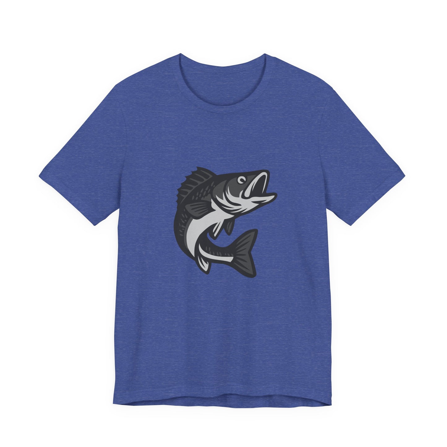 Walleye Fishing Graphic T-Shirt – Dark Theme Grayscale Freshwater Game Fish Design on Black Tee with Angler Energy and Modern Ghost Effect. Unisex Jersey Short Sleeve Tee