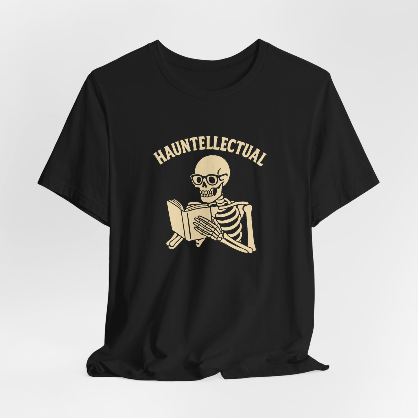 Hauntellectual Halloween Shirt – Funny Skeleton Reading Book Tee for Spooky Smart People