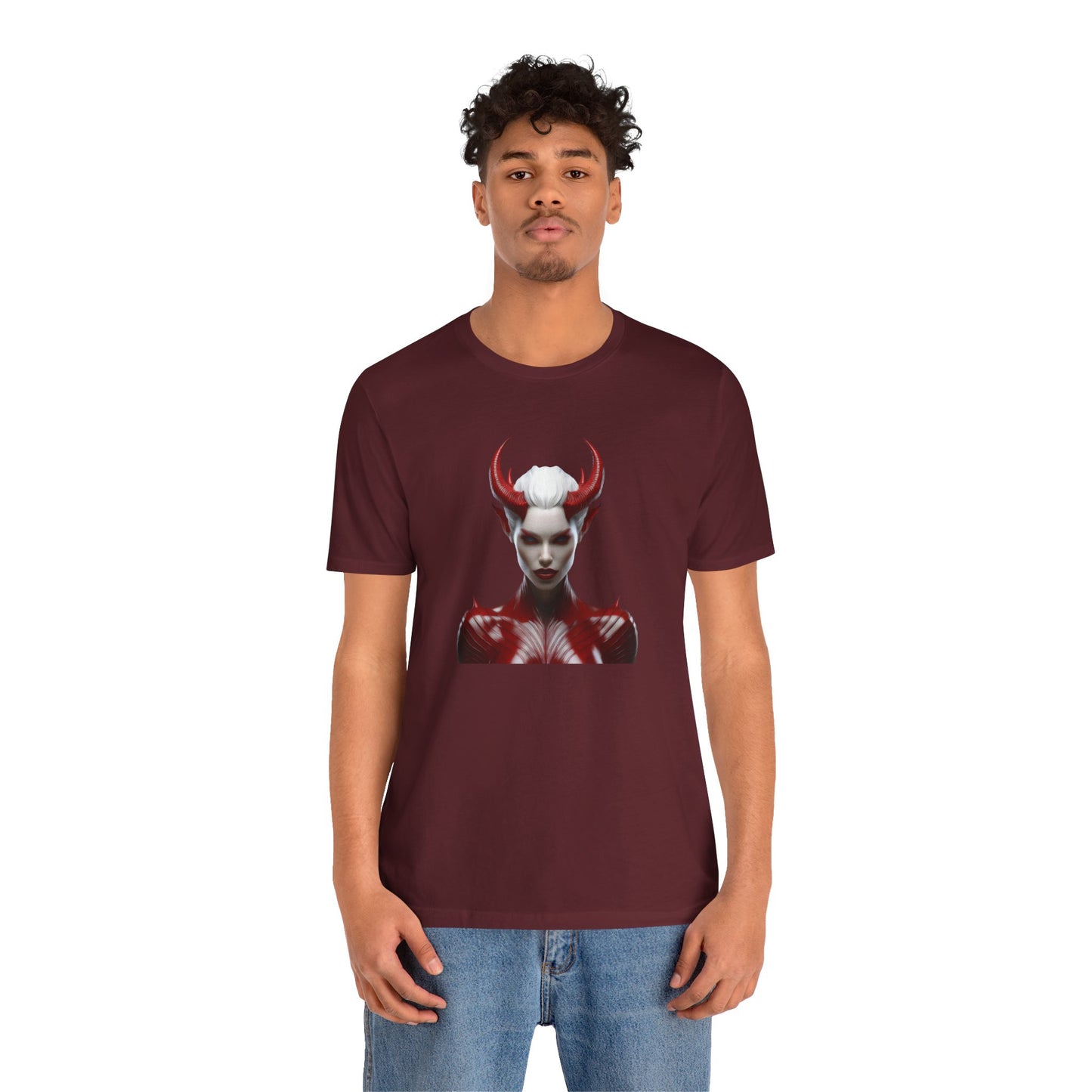Fierce Devil Woman Halloween Shirt – Seductive Demon Graphic Tee for Bold Halloween Style
