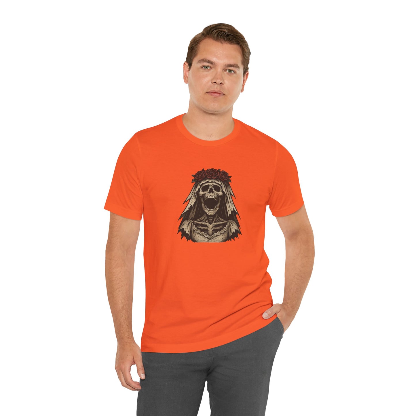 Screaming Skeleton Bride Halloween Shirt – Gothic Undead Bride Graphic Tee for Spooky Season Horror Fans
