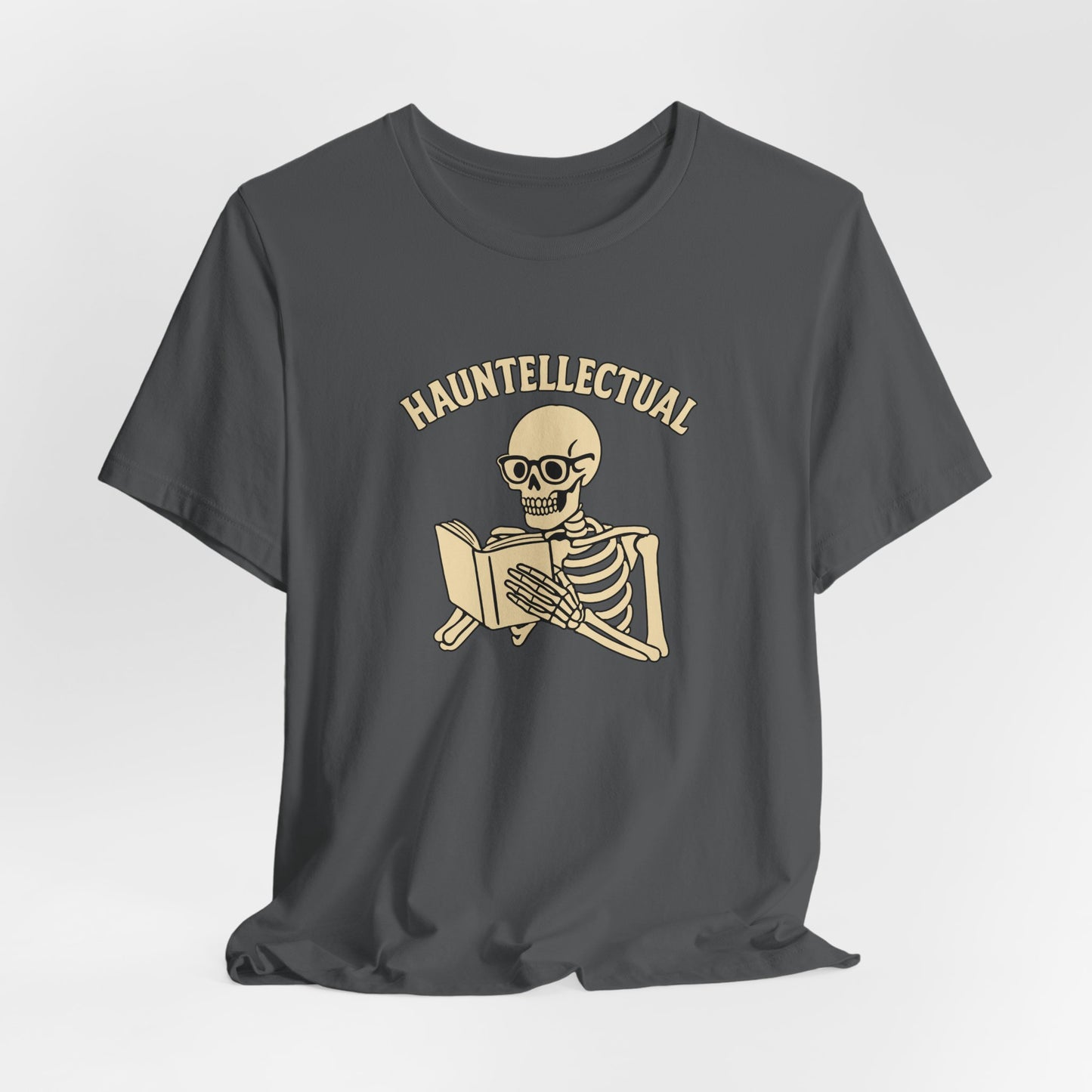 Hauntellectual Halloween Shirt – Funny Skeleton Reading Book Tee for Spooky Smart People
