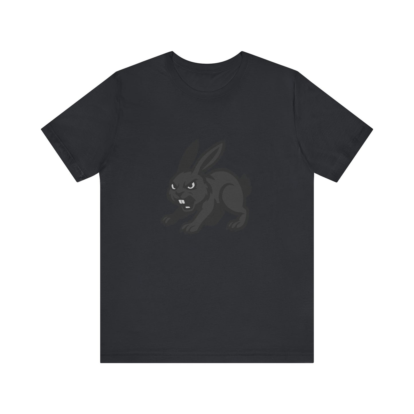 Angry Bunny Graphic T-Shirt – Fierce Black Rabbit Dark Theme Design on Dark Tee for Streetwear, Gym Style, or Bold Animal Aesthetic. Unisex Jersey Short Sleeve Tee