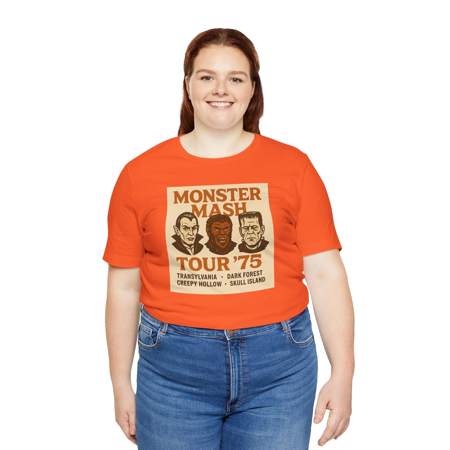 Monster Mash Tour '75 Halloween Shirt – Vintage Horror Band Tee Featuring Dracula, Wolfman, Frankenstein