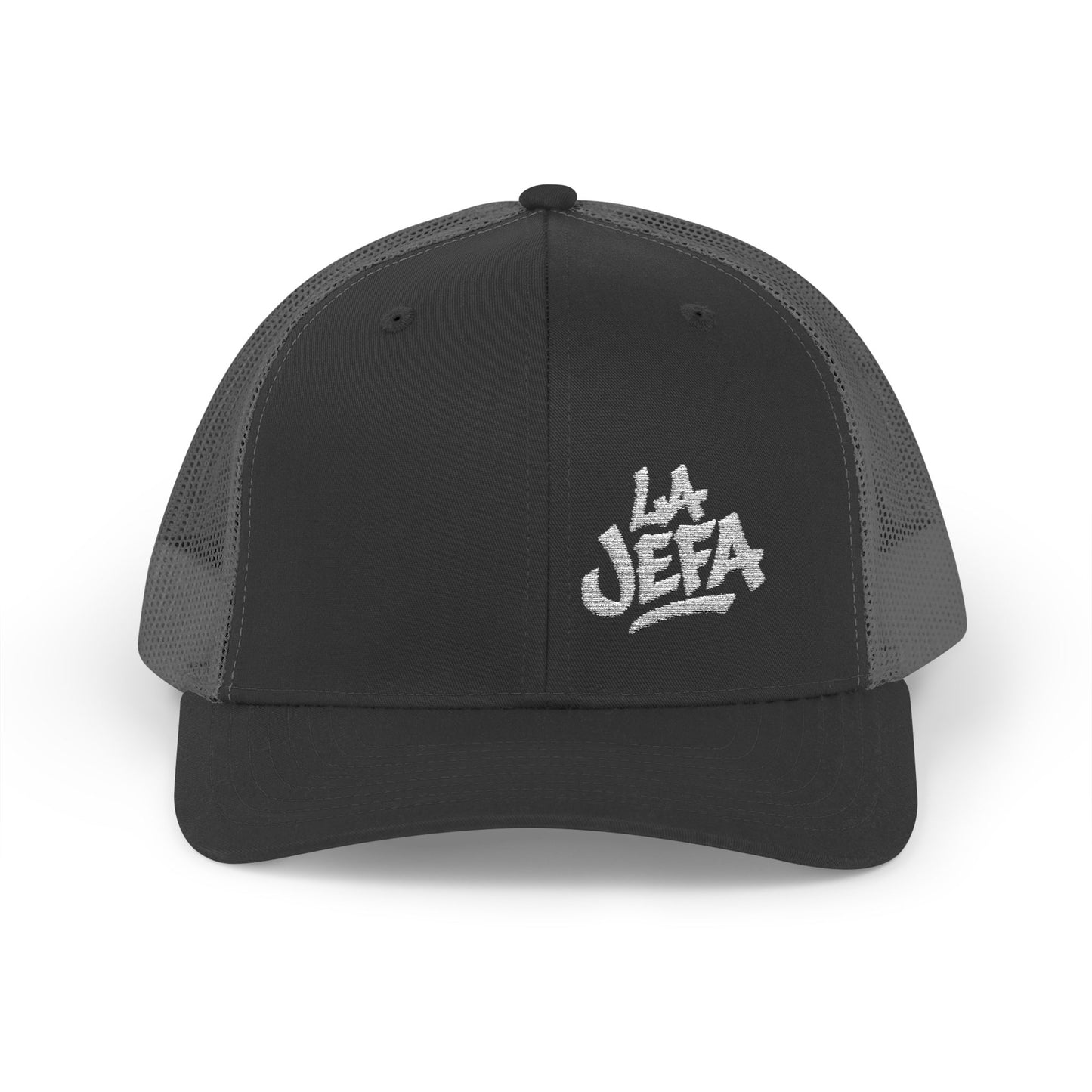 La Jefa Trucker Hat – Embroidered Latina Boss Hat for Bold Women. White Letters