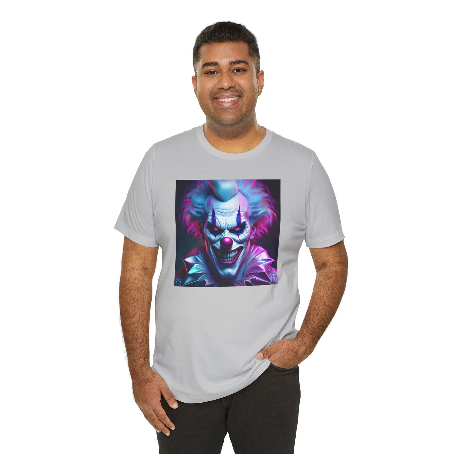 Scary Clown Halloween Shirt – Creepy Evil Clown Face Graphic Tee for Horror Fans. Unisex Jersey Short Sleeve Tee