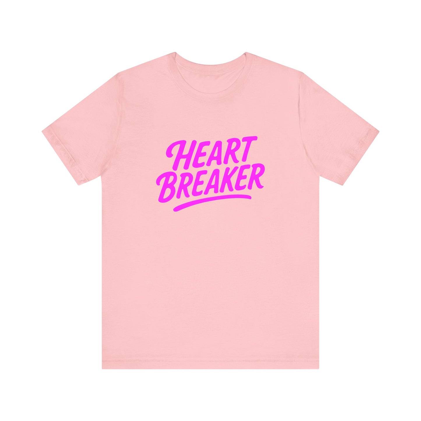 Colorful Design Heartbreaker Shirt – Neon Pink Retro Script Tee for Bold Women with Savage Energy. Unisex Jersey Short Sleeve Tee