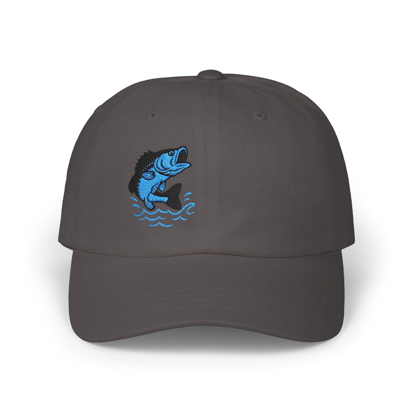 Jumping Fish Classic Dad Hat – Embroidered Blue Fishing Hat for Anglers, Lake Days, and Outdoor Style