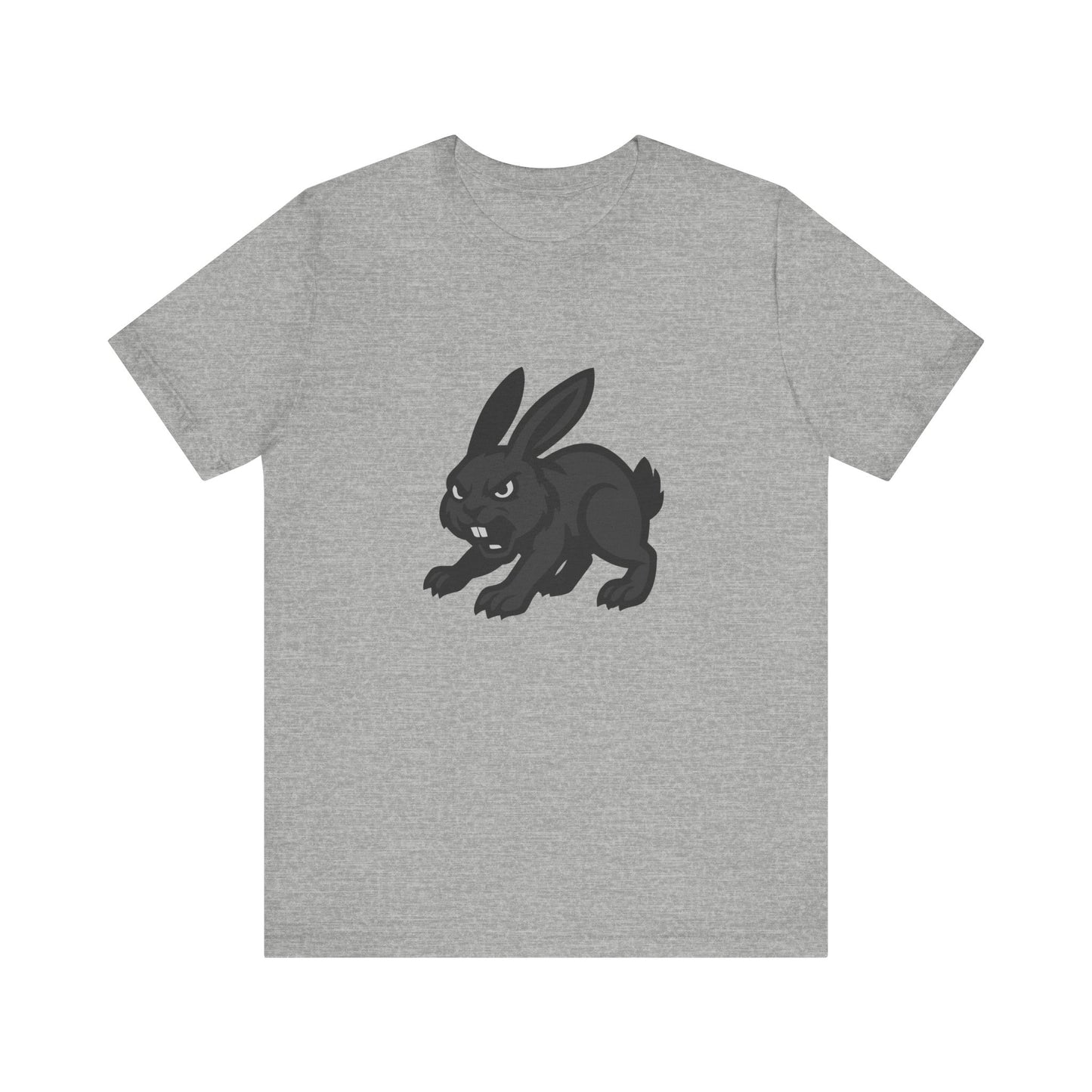 Angry Bunny Graphic T-Shirt – Fierce Black Rabbit Dark Theme Design on Dark Tee for Streetwear, Gym Style, or Bold Animal Aesthetic. Unisex Jersey Short Sleeve Tee