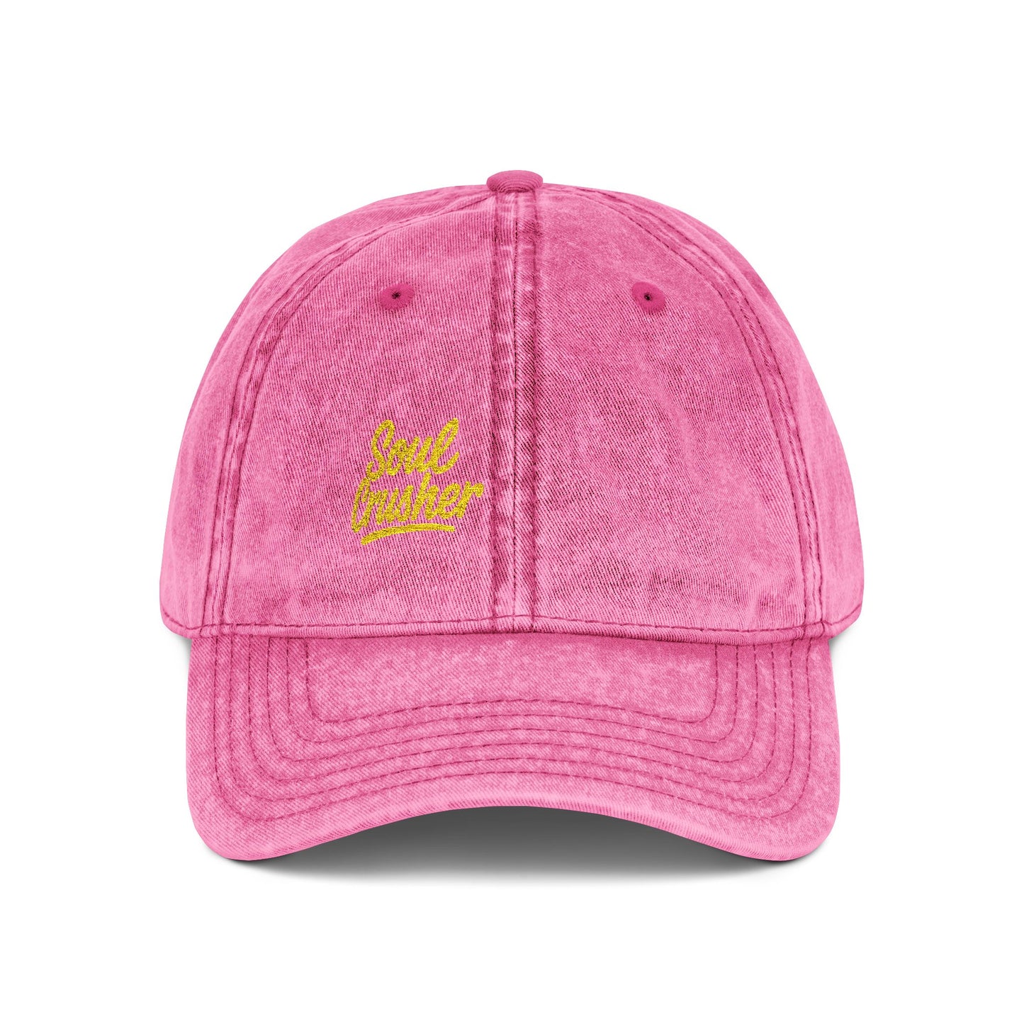 Soul Crusher Vintage Hat – Clean Script Hat with Bold Edge for Heartbreakers, Villains, and Power Moves