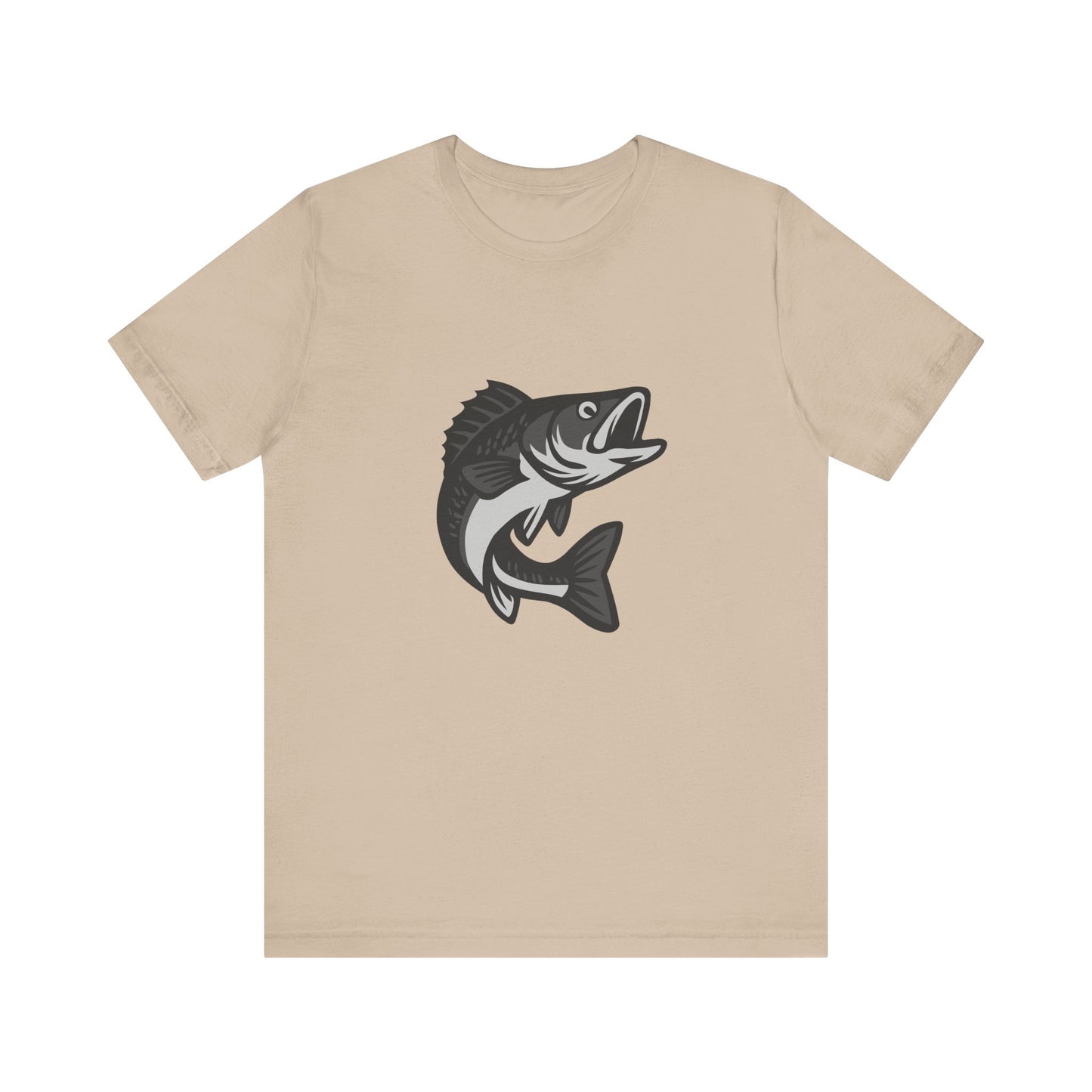 Walleye Fishing Graphic T-Shirt – Dark Theme Grayscale Freshwater Game Fish Design on Black Tee with Angler Energy and Modern Ghost Effect. Unisex Jersey Short Sleeve Tee