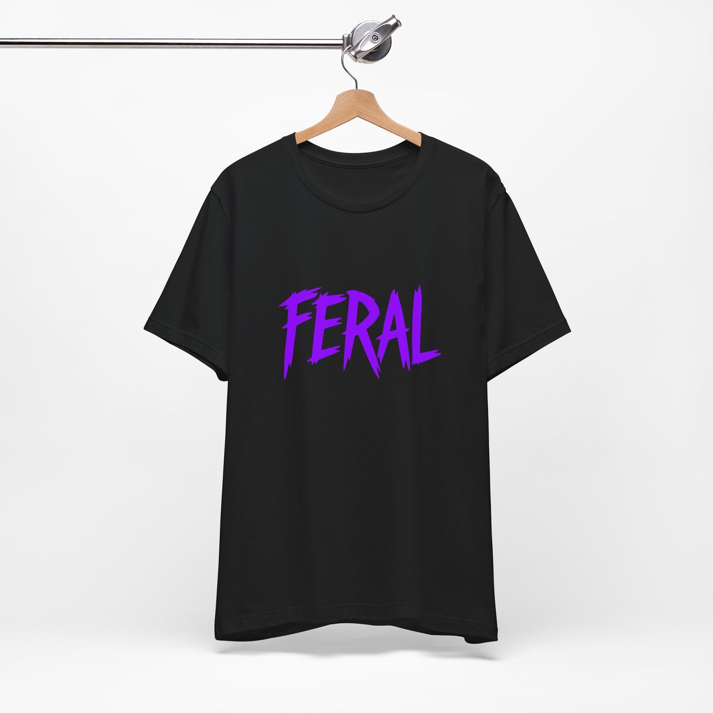 Colorful Design FERAL Shirt – Bold Purple Graphic Tee for Untamed Women Who Embrace Their Wild Side. Unisex Jersey Short Sleeve Tee