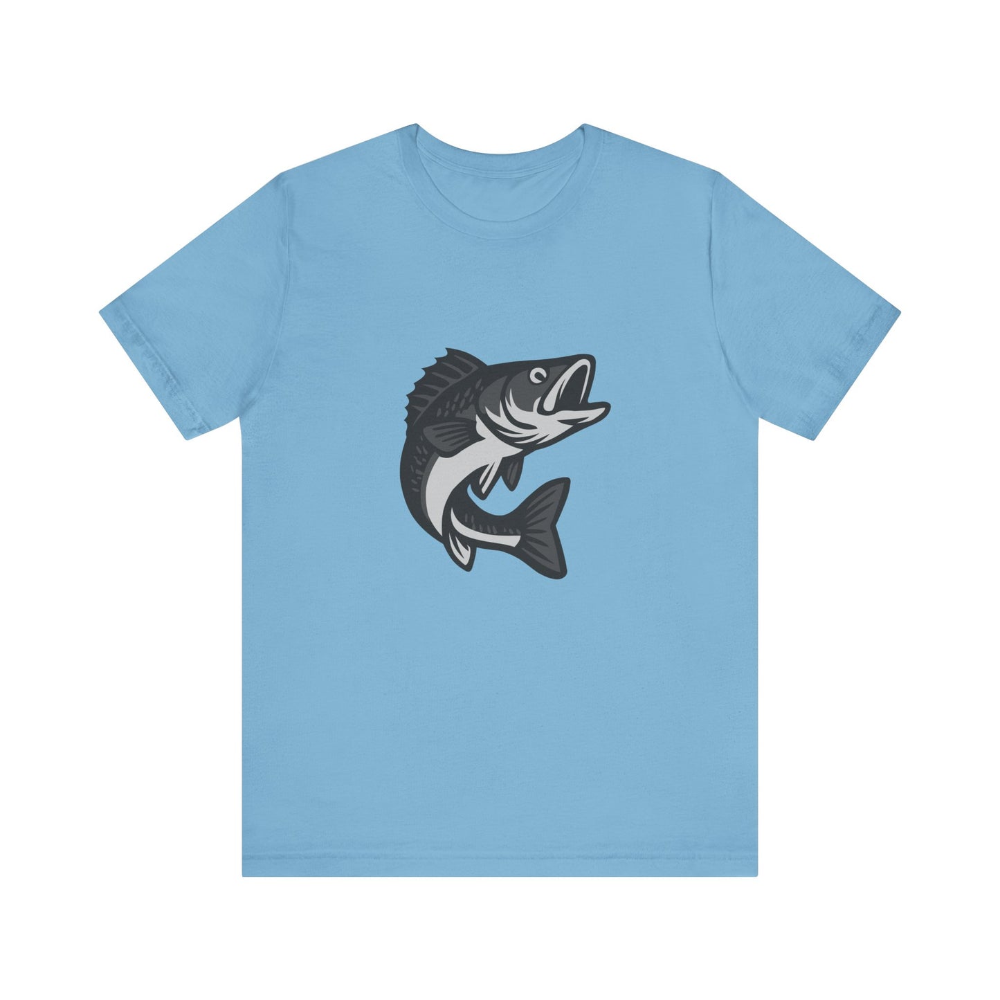 Walleye Fishing Graphic T-Shirt – Dark Theme Grayscale Freshwater Game Fish Design on Black Tee with Angler Energy and Modern Ghost Effect. Unisex Jersey Short Sleeve Tee