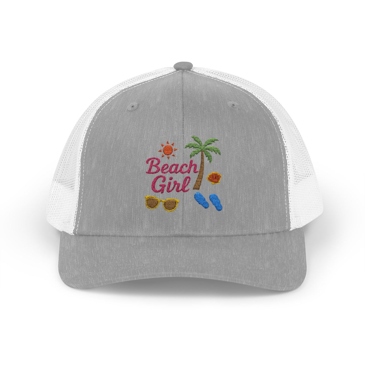 Beach Girl Trucker Hat – Embroidered Summer Vibes Hat for Coastal Queens