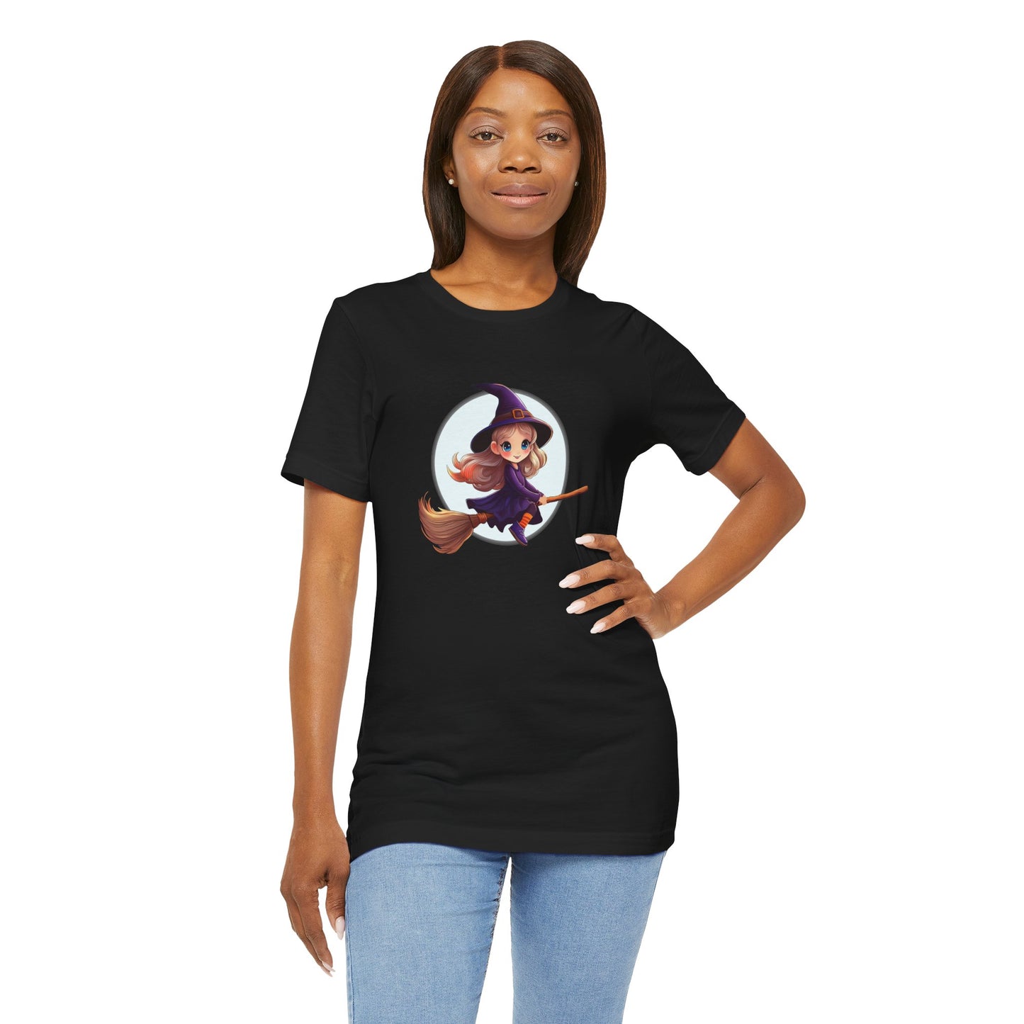 Cute Witch on a Broom Halloween Shirt – Adorable Flying Witch Graphic Tee for Kids and Magic Lovers