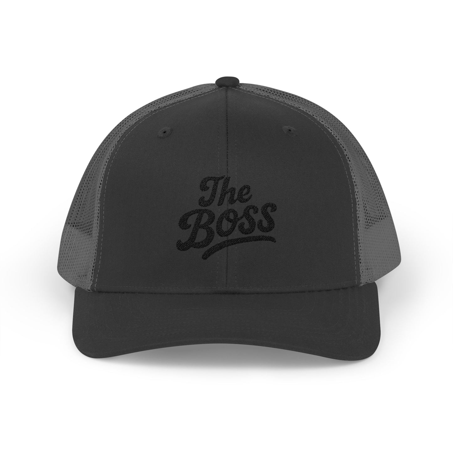 The Boss Trucker Hat – Embroidered Statement Hat for Power Moves Only. Black Letters