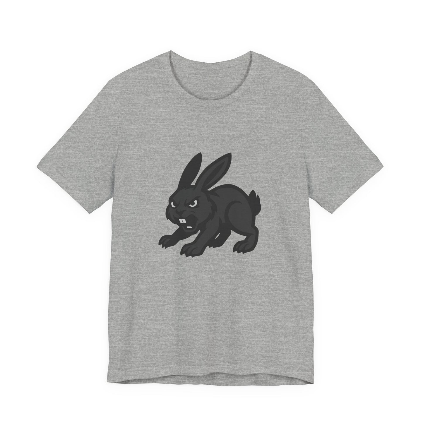 Angry Bunny Graphic T-Shirt – Fierce Black Rabbit Dark Theme Design on Dark Tee for Streetwear, Gym Style, or Bold Animal Aesthetic. Unisex Jersey Short Sleeve Tee