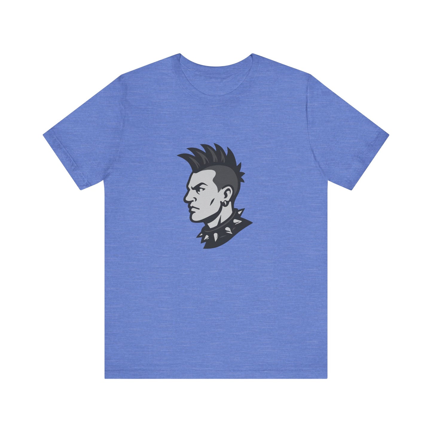Punk Guy Graphic T-Shirt – Dark Theme Grayscale Mohawk Portrait on Black Tee with Attitude and Subtle Modern Ghost Effect. Unisex Jersey Short Sleeve Tee