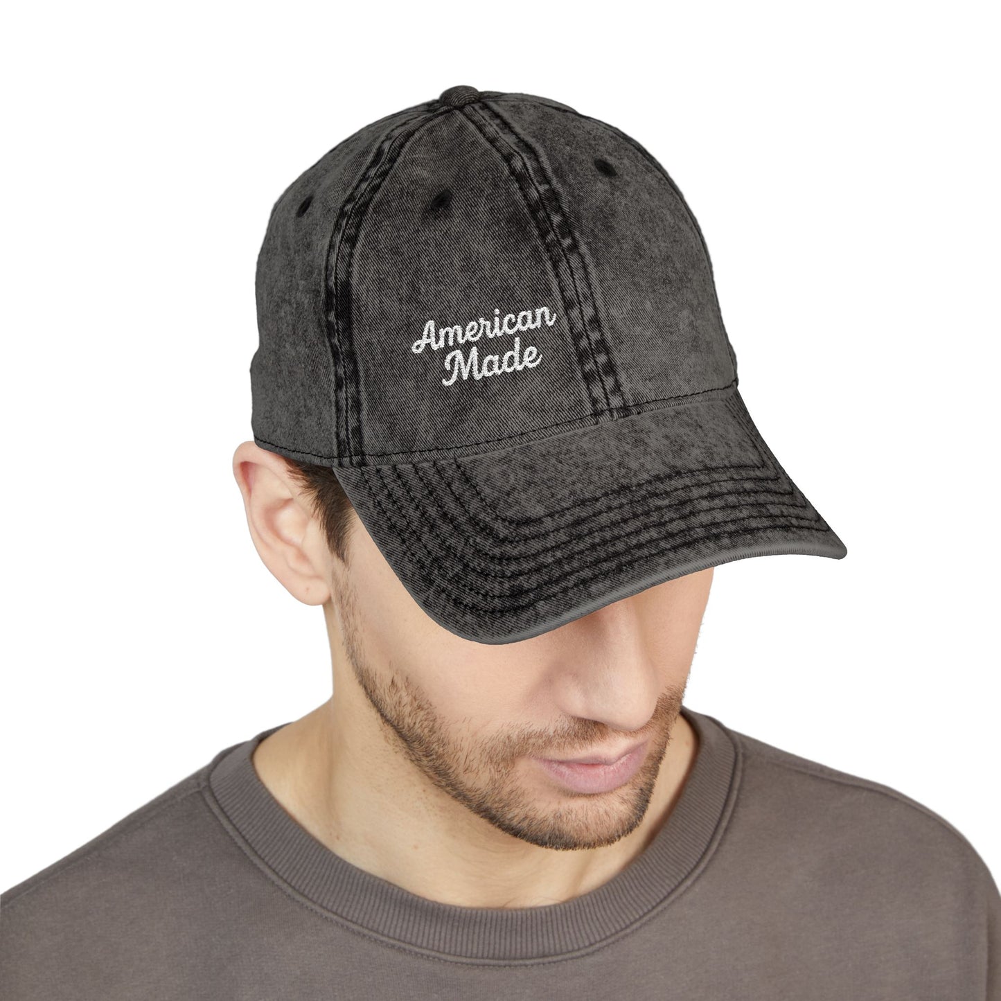 American Made Vintage Hat – Embroidered Patriotic Hat with Retro Script for USA Pride and Everyday Freedom