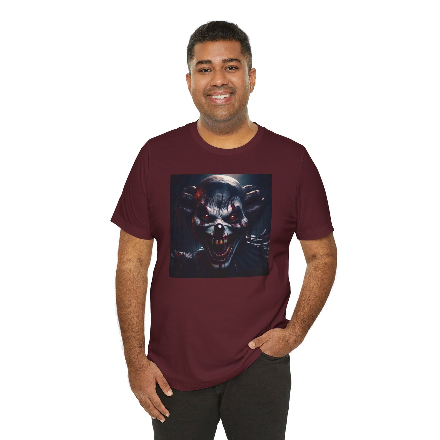 Terrifying Clown Face Halloween Shirt – Haunted Circus Horror Graphic Tee for Halloween Fright Fans