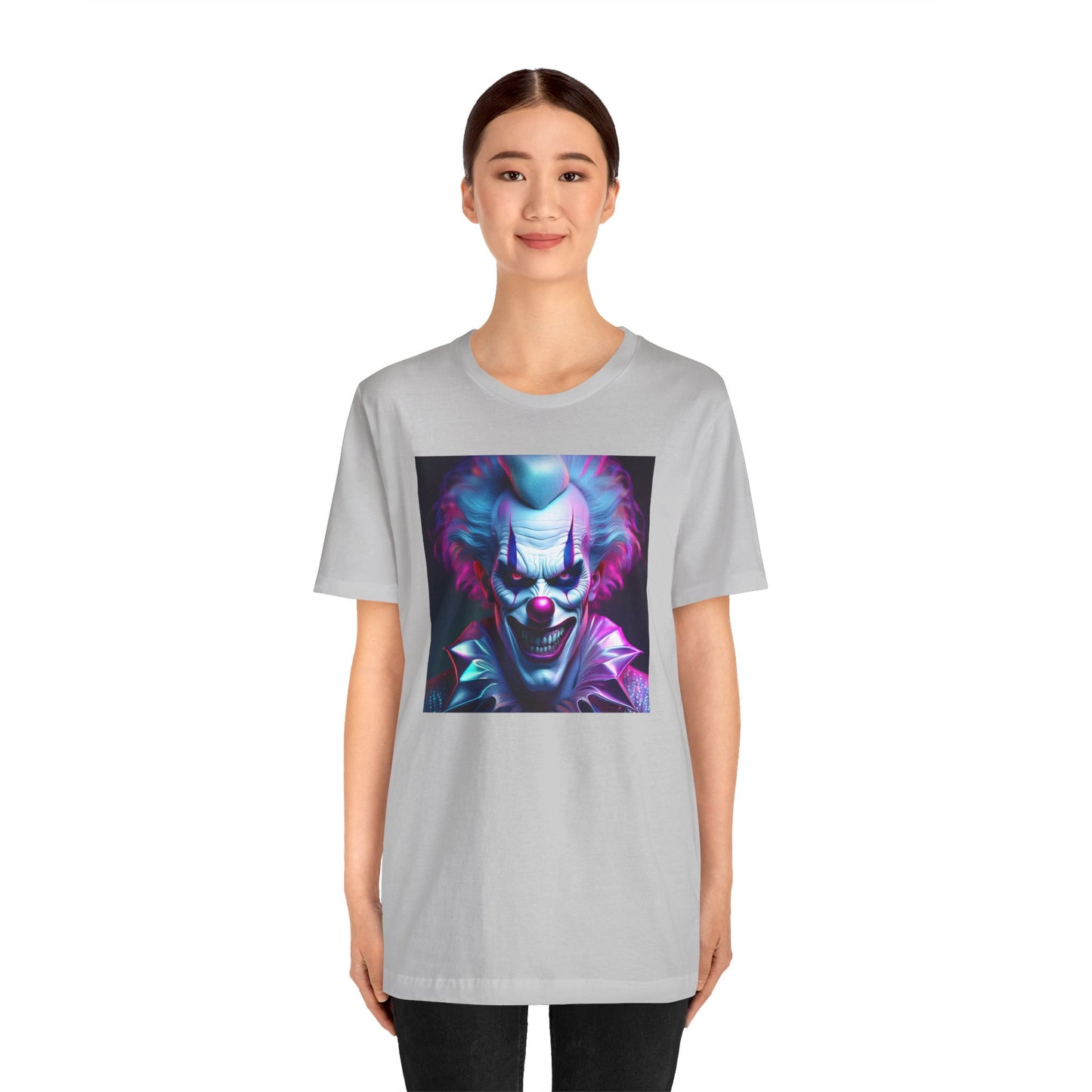 Scary Clown Halloween Shirt – Creepy Evil Clown Face Graphic Tee for Horror Fans. Unisex Jersey Short Sleeve Tee