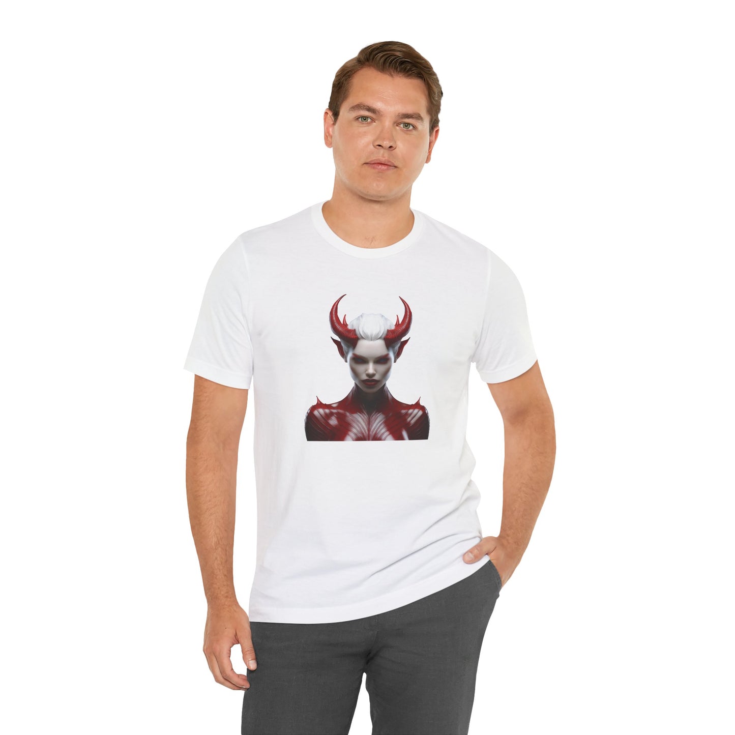 Fierce Devil Woman Halloween Shirt – Seductive Demon Graphic Tee for Bold Halloween Style