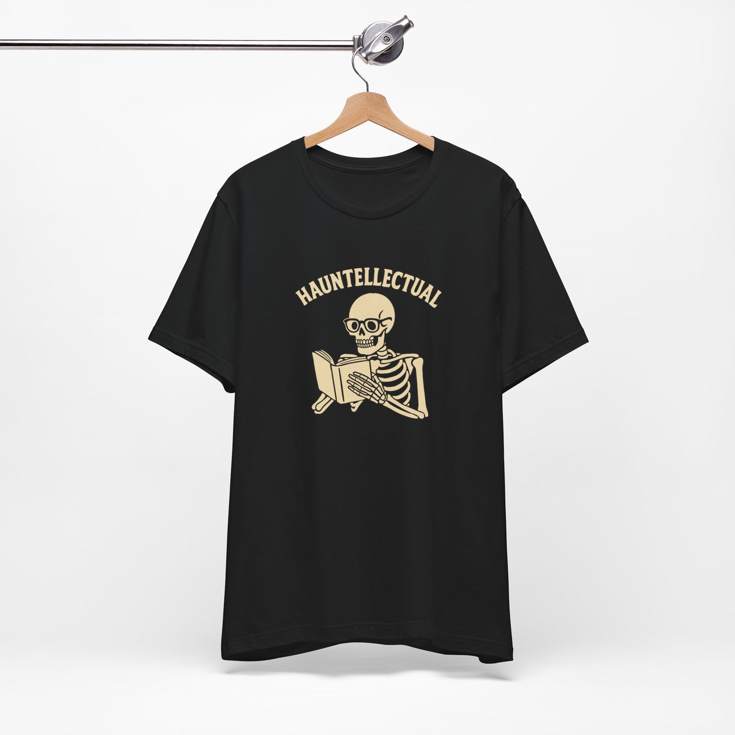 Hauntellectual Halloween Shirt – Funny Skeleton Reading Book Tee for Spooky Smart People