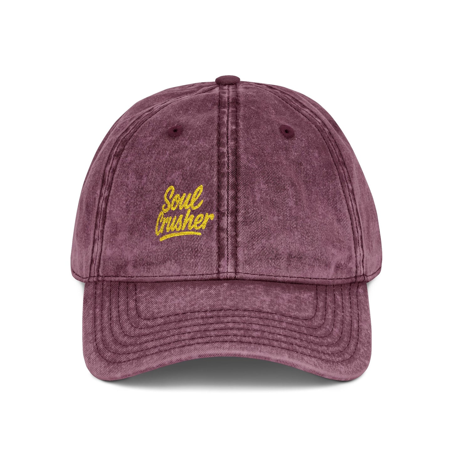 Soul Crusher Vintage Hat – Clean Script Hat with Bold Edge for Heartbreakers, Villains, and Power Moves