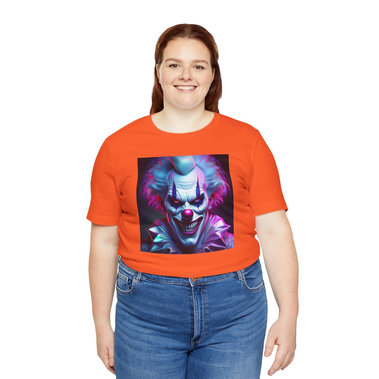 Scary Clown Halloween Shirt – Creepy Evil Clown Face Graphic Tee for Horror Fans. Unisex Jersey Short Sleeve Tee
