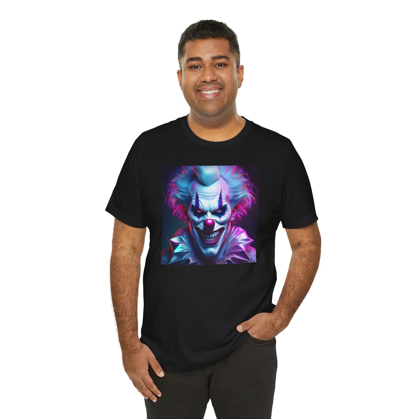 Scary Clown Halloween Shirt – Creepy Evil Clown Face Graphic Tee for Horror Fans. Unisex Jersey Short Sleeve Tee