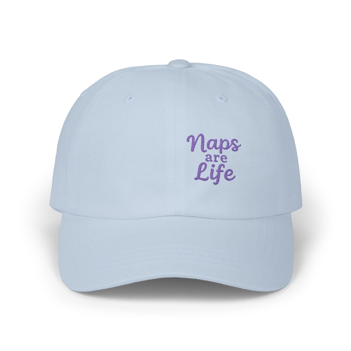 Naps Are Life Embroidered Classic Dad Hat – Cozy Comfort Hat for Nap Lovers, Rest Day Mood, and Chill Style. Purple Letters