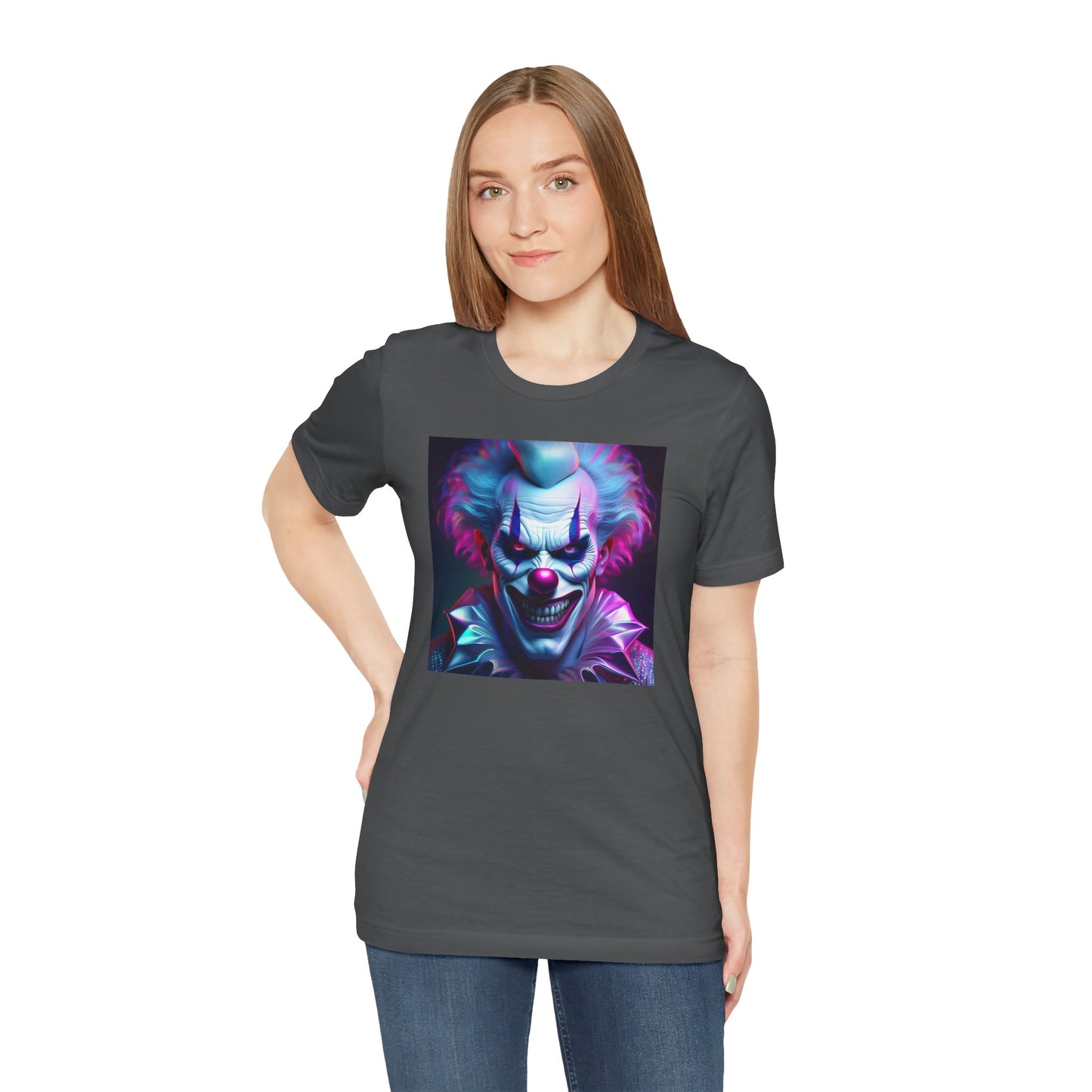Scary Clown Halloween Shirt – Creepy Evil Clown Face Graphic Tee for Horror Fans. Unisex Jersey Short Sleeve Tee