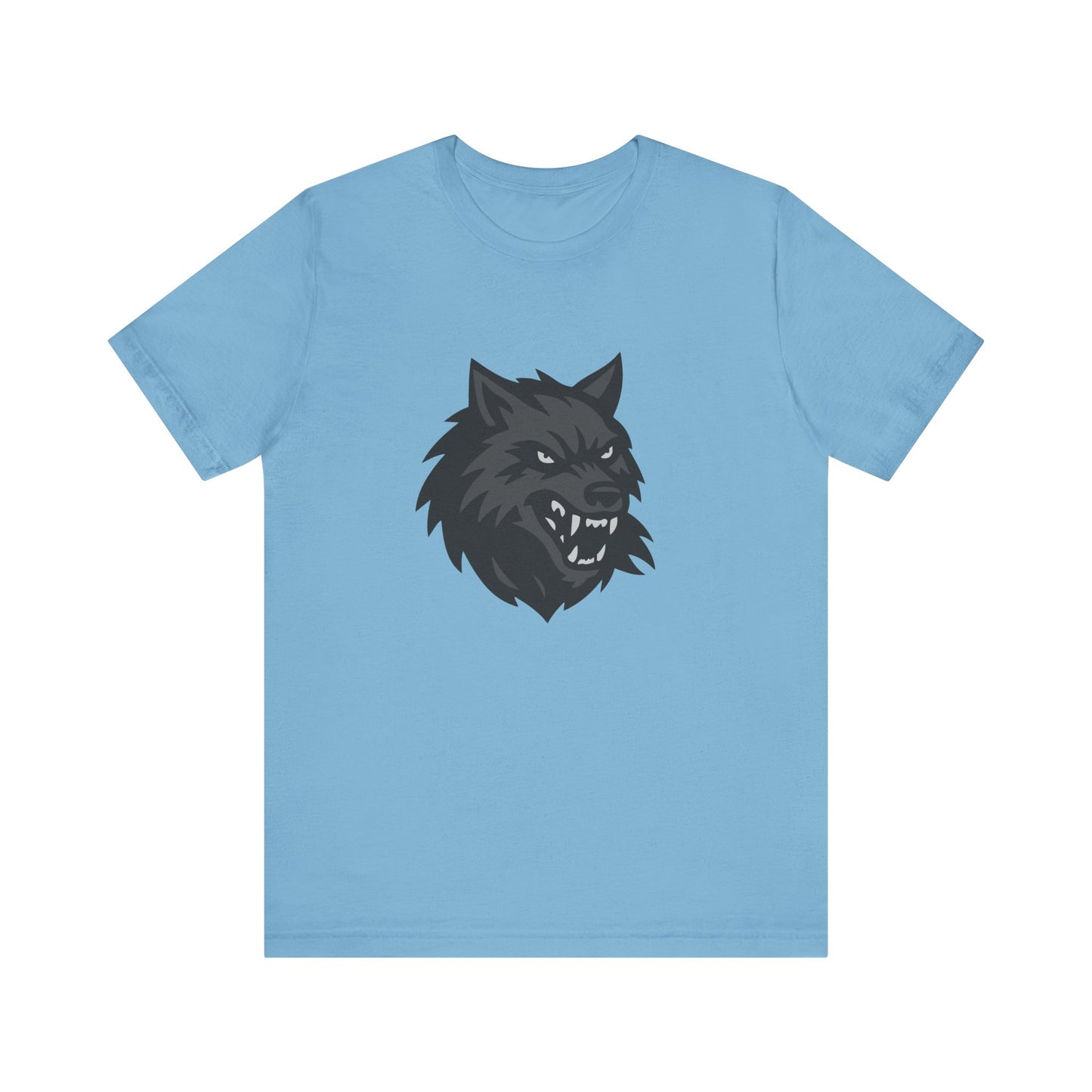 Dark Theme Wolf Head Shirt – Fierce Growling Wolf Face Graphic in Black and Grey for Bold, Edgy Style. Unisex Jersey Short Sleeve Tee