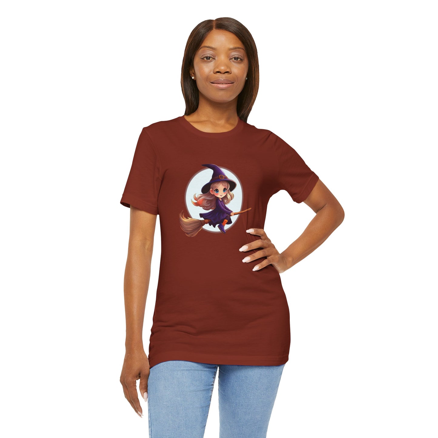 Cute Witch on a Broom Halloween Shirt – Adorable Flying Witch Graphic Tee for Kids and Magic Lovers