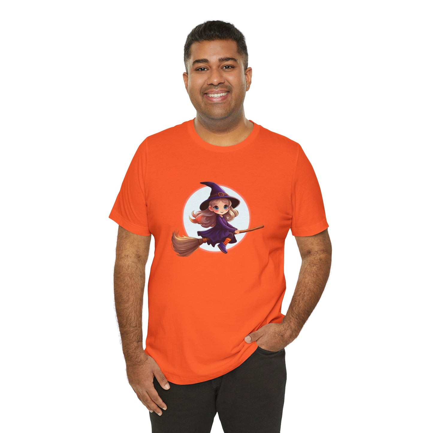 Cute Witch on a Broom Halloween Shirt – Adorable Flying Witch Graphic Tee for Kids and Magic Lovers