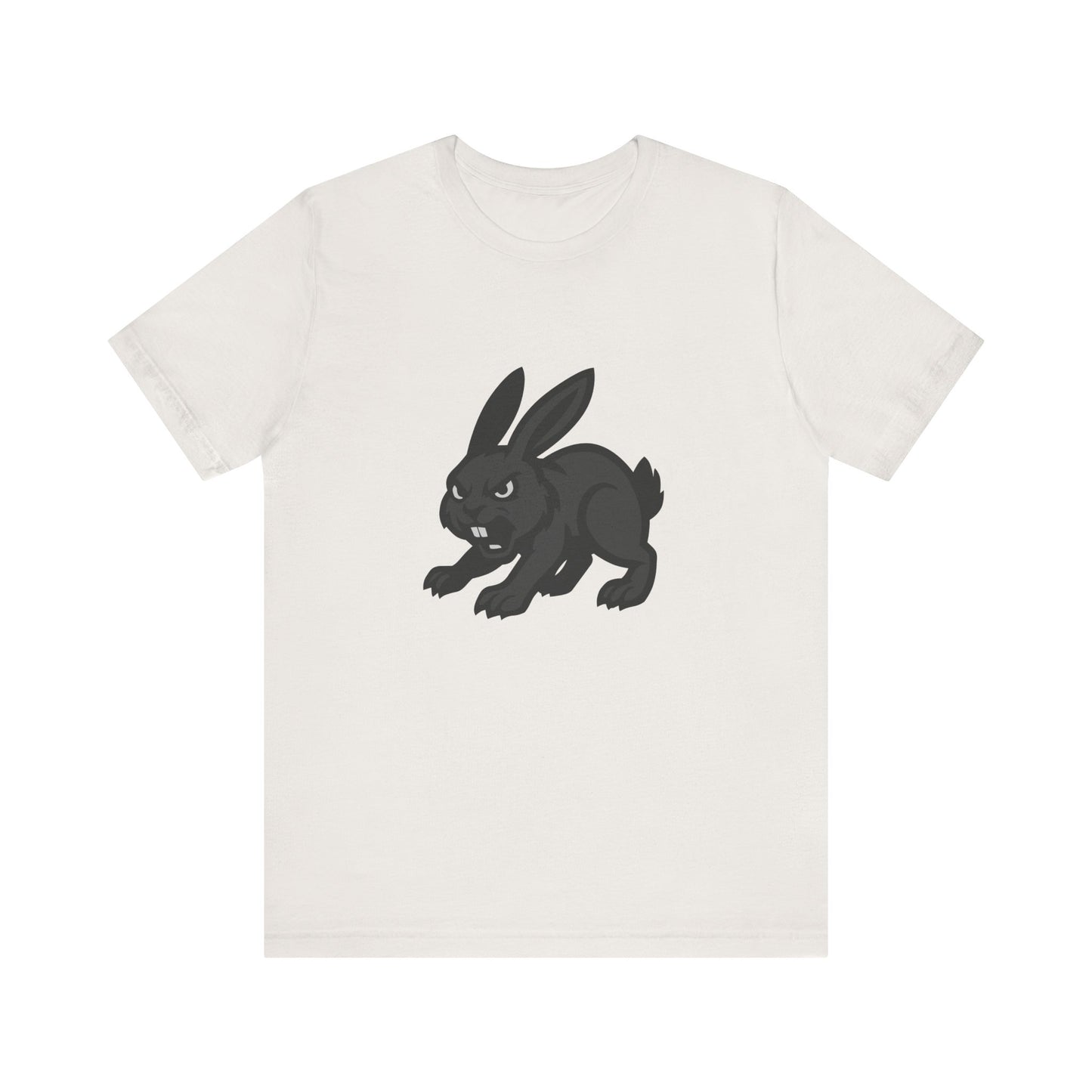 Angry Bunny Graphic T-Shirt – Fierce Black Rabbit Dark Theme Design on Dark Tee for Streetwear, Gym Style, or Bold Animal Aesthetic. Unisex Jersey Short Sleeve Tee