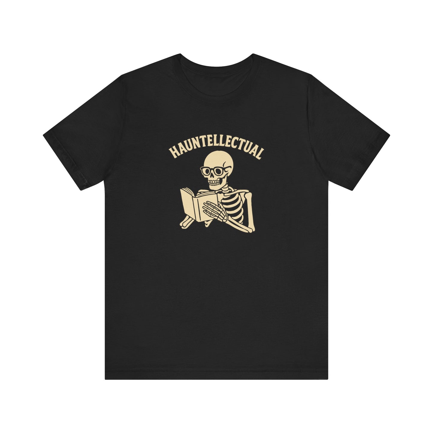 Hauntellectual Halloween Shirt – Funny Skeleton Reading Book Tee for Spooky Smart People