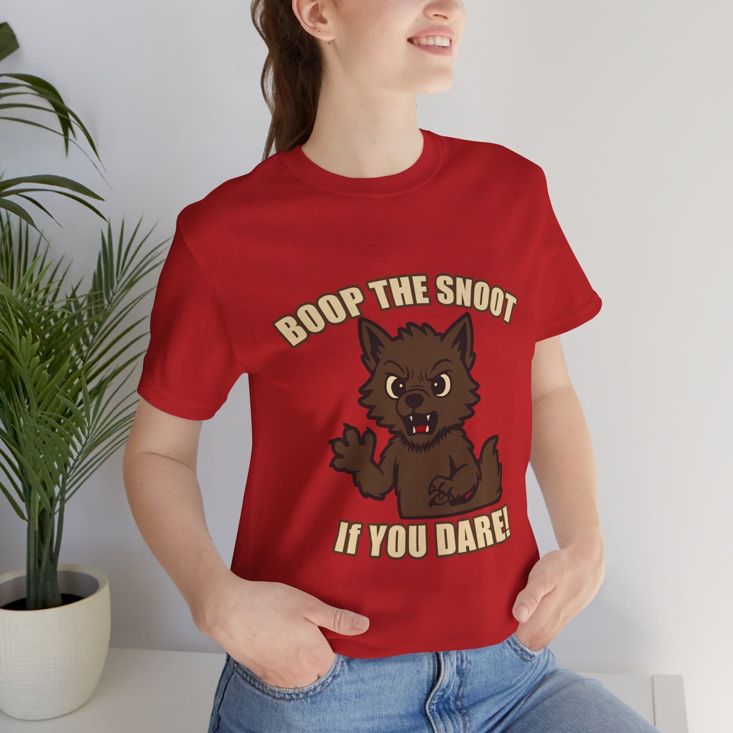 Boop the Snoot If You Dare Halloween Shirt – Funny Werewolf Halloween Graphic Unisex Jersey Short Sleeve Tee for Dog Lovers.