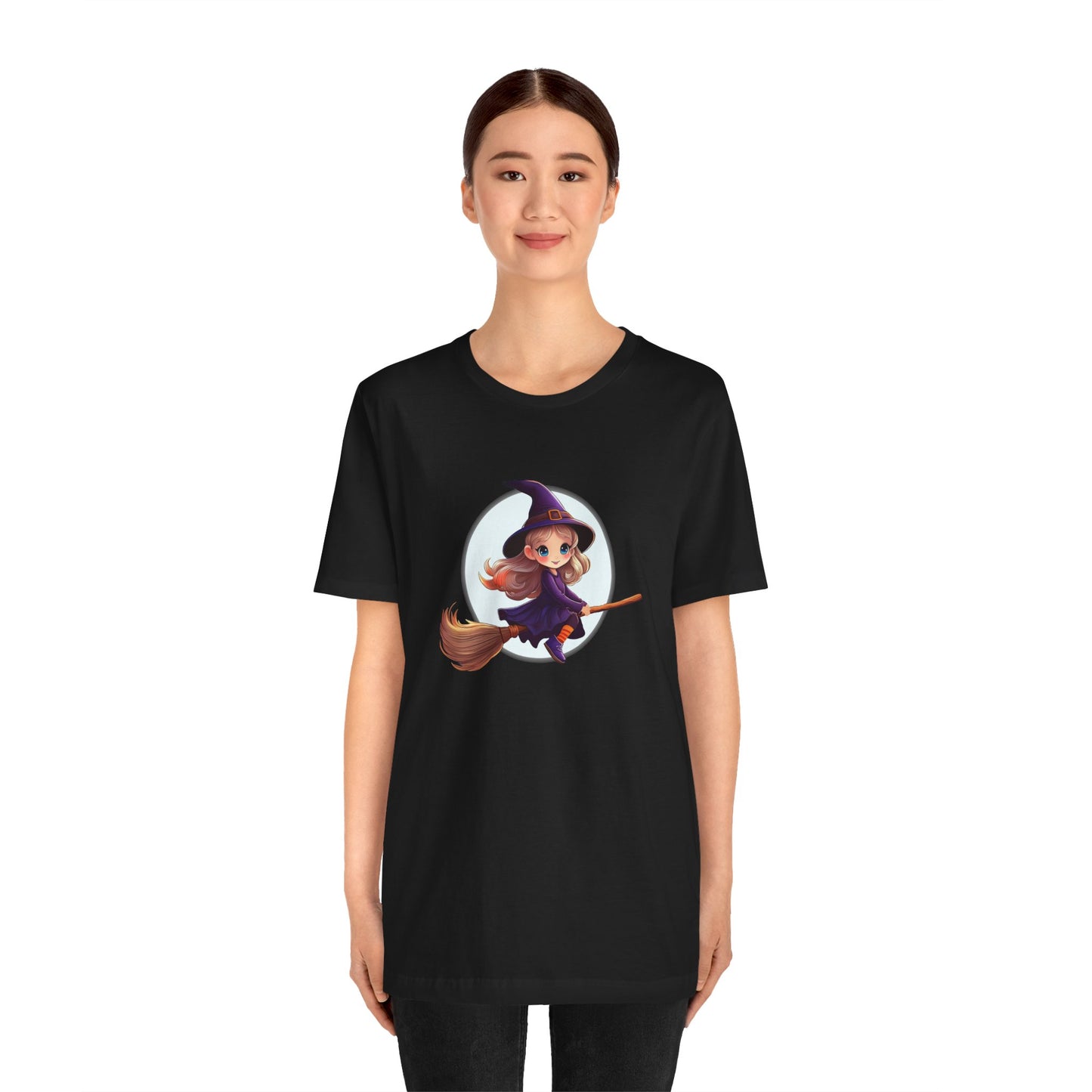 Cute Witch on a Broom Halloween Shirt – Adorable Flying Witch Graphic Tee for Kids and Magic Lovers