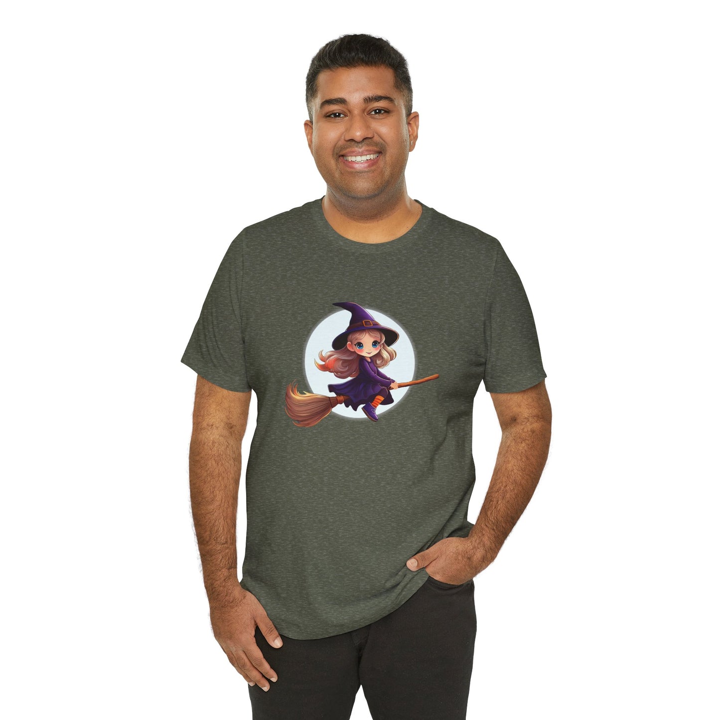 Cute Witch on a Broom Halloween Shirt – Adorable Flying Witch Graphic Tee for Kids and Magic Lovers